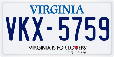 VA license plate VKX5759
