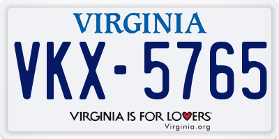 VA license plate VKX5765