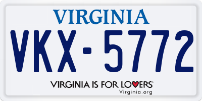 VA license plate VKX5772