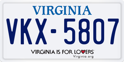 VA license plate VKX5807