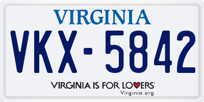 VA license plate VKX5842
