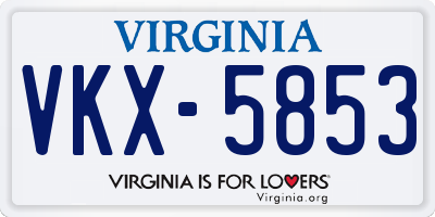 VA license plate VKX5853