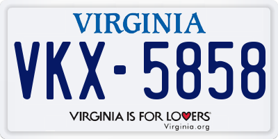 VA license plate VKX5858