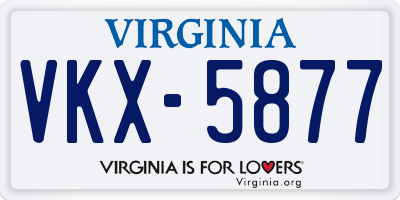 VA license plate VKX5877