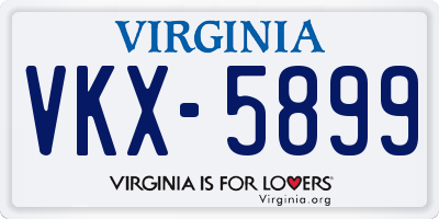 VA license plate VKX5899