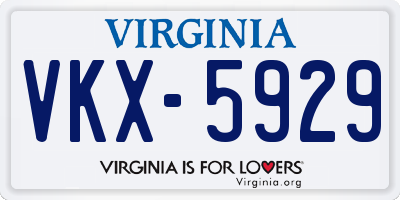 VA license plate VKX5929