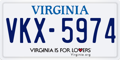 VA license plate VKX5974