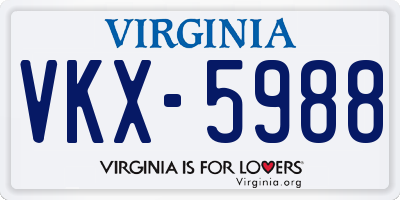 VA license plate VKX5988
