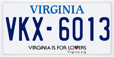 VA license plate VKX6013