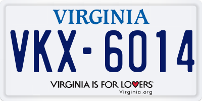 VA license plate VKX6014