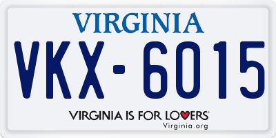 VA license plate VKX6015