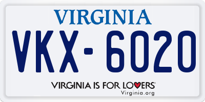 VA license plate VKX6020