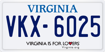 VA license plate VKX6025