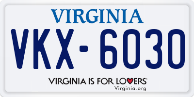 VA license plate VKX6030