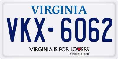 VA license plate VKX6062
