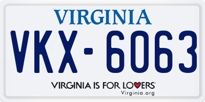 VA license plate VKX6063