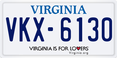 VA license plate VKX6130