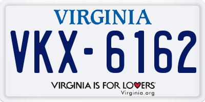 VA license plate VKX6162