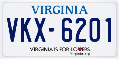 VA license plate VKX6201