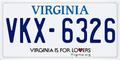 VA license plate VKX6326