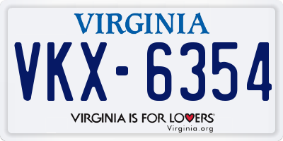VA license plate VKX6354