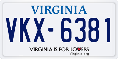 VA license plate VKX6381