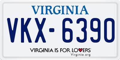VA license plate VKX6390