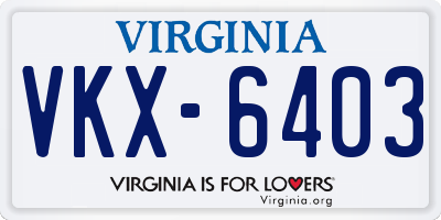 VA license plate VKX6403