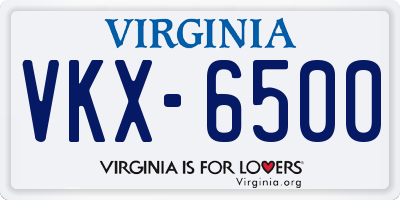 VA license plate VKX6500