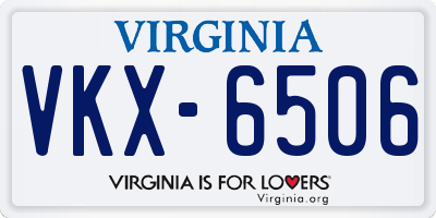 VA license plate VKX6506