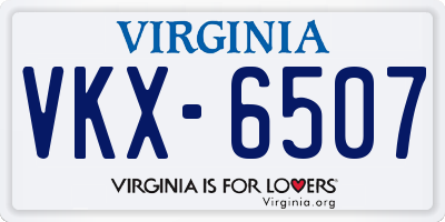 VA license plate VKX6507