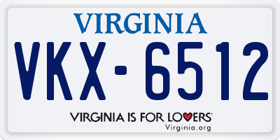 VA license plate VKX6512
