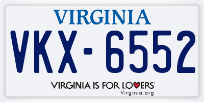 VA license plate VKX6552