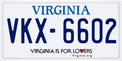 VA license plate VKX6602