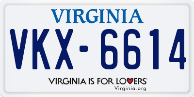 VA license plate VKX6614