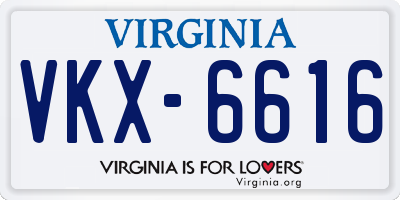 VA license plate VKX6616