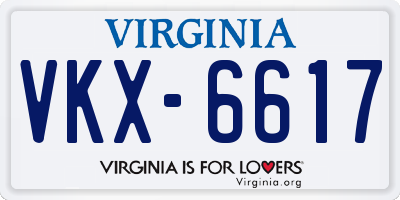 VA license plate VKX6617