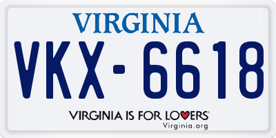 VA license plate VKX6618