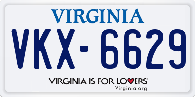 VA license plate VKX6629