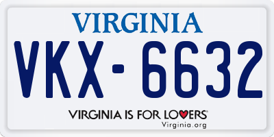 VA license plate VKX6632