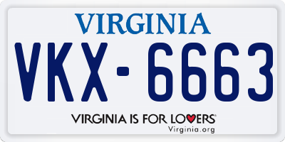 VA license plate VKX6663