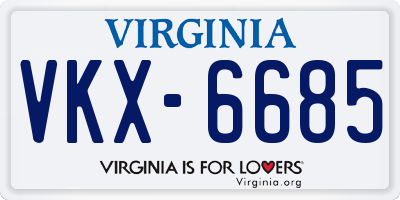 VA license plate VKX6685