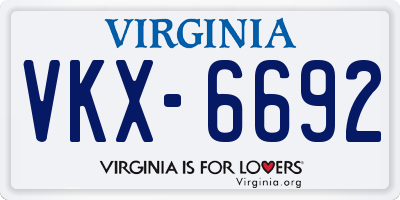 VA license plate VKX6692