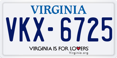 VA license plate VKX6725
