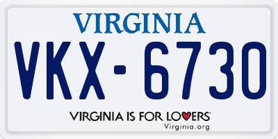 VA license plate VKX6730