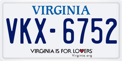 VA license plate VKX6752