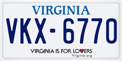 VA license plate VKX6770