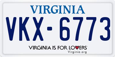 VA license plate VKX6773