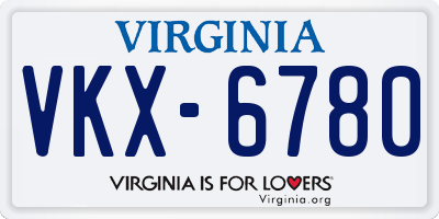 VA license plate VKX6780