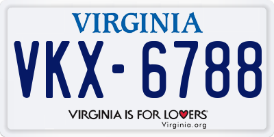 VA license plate VKX6788